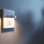 A photograph of a well-installed dryer wall outlet in a modern laundry room setting
