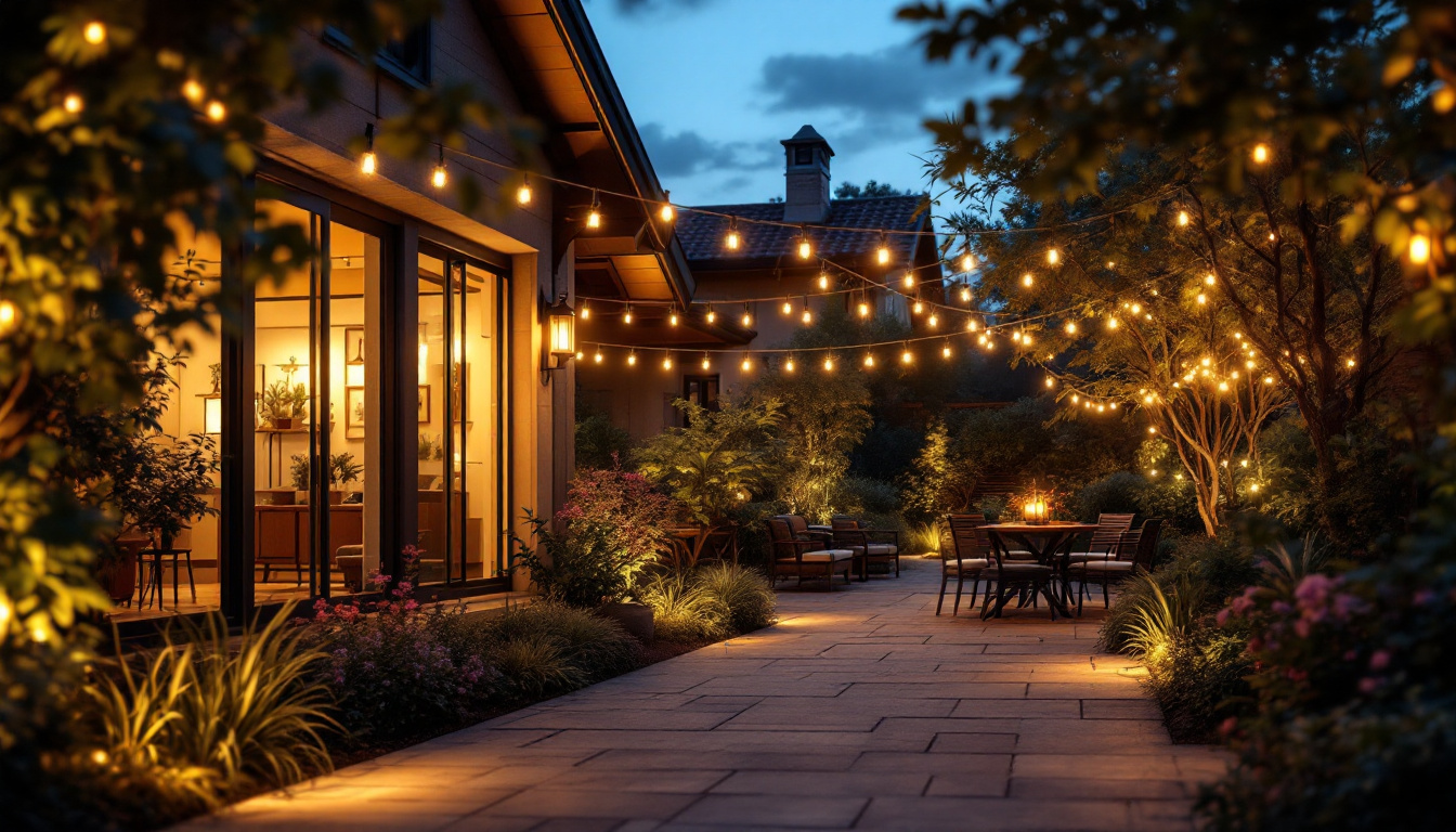 A photograph of a beautifully illuminated outdoor space at dusk