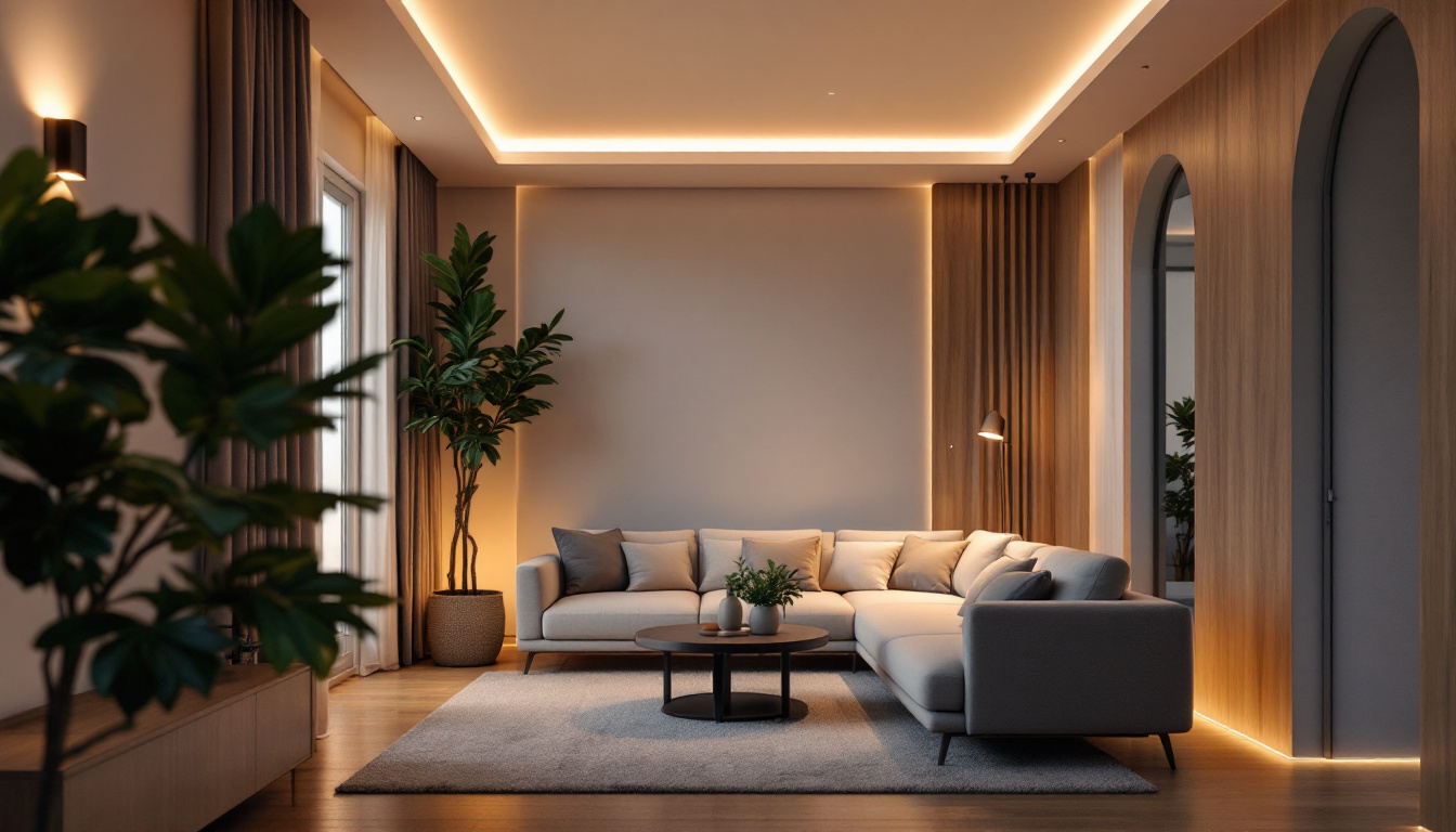 A photograph of a lighting contractor installing modern led lights in a beautifully designed home interior