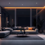 A photograph of a modern living space illuminated by sleek led pot lights