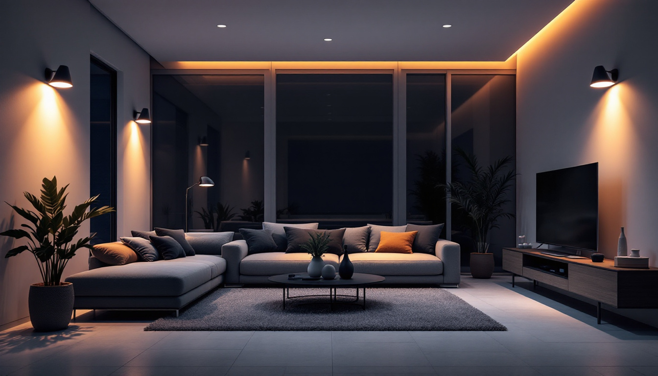 A photograph of a modern living space illuminated by sleek led pot lights