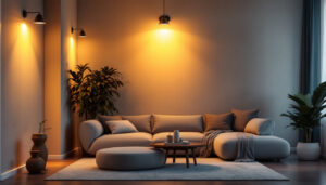 A photograph of a well-lit interior space showcasing stylish can lights in various settings
