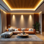 A photograph of a beautifully designed interior space featuring various styles of recessed lighting installations