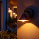 A photograph of a beautifully illuminated outdoor space at dusk