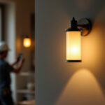 A photograph of a beautifully designed lighthouse sconce installed in a stylish interior setting
