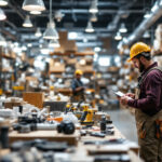 A photograph of a well-organized lighting supply warehouse