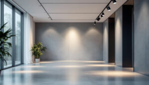 A photograph of a modern interior space featuring well-placed led downlights that illuminate the area effectively