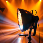 A photograph of a dynamic lighting setup featuring sonic lights in action