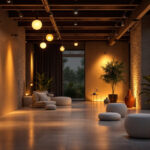 A photograph of a beautifully lit interior space showcasing various lighting installations