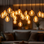 A photograph of a beautifully designed led chandelier in a stylish interior setting