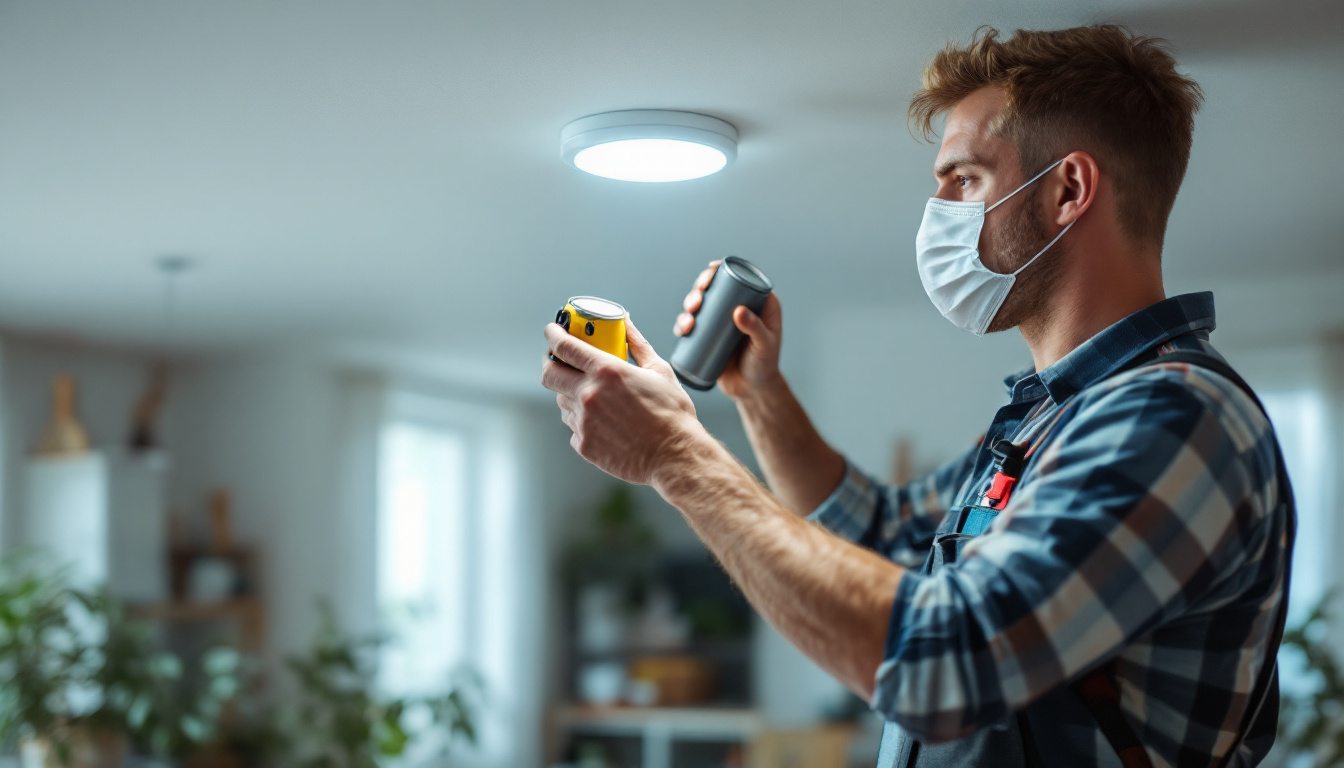 A photograph of a skilled electrician or contractor expertly converting a canned light fixture to a recessed light