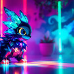 A photograph of a dynamic lighting setup featuring lanter's light pokémon in action