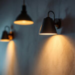 A photograph of a beautifully designed wall light installation in a modern commercial space