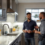 A photograph of a well-lit kitchen featuring stylish under-cabinet led lighting that highlights the countertops and creates an inviting atmosphere