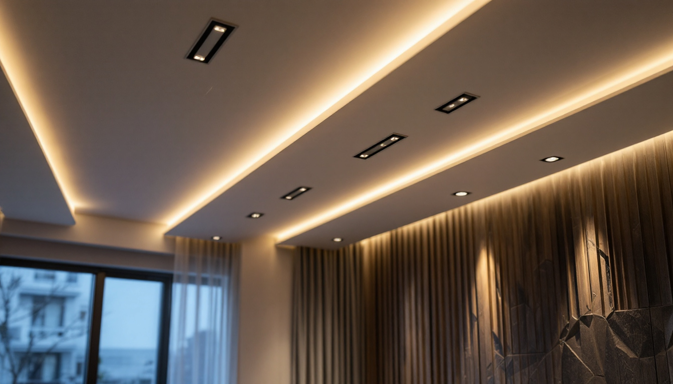 A photograph of a well-lit recessed ceiling installation in a modern interior space