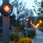 A photograph of a well-designed lightpole adorned with clear