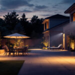A photograph of a beautifully illuminated outdoor space at dusk
