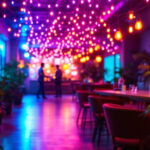 A photograph of a vibrant scene showcasing 50 feet of led lights illuminating a modern space