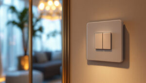 A photograph of a dimmable 2-way switch installed in an elegant interior setting