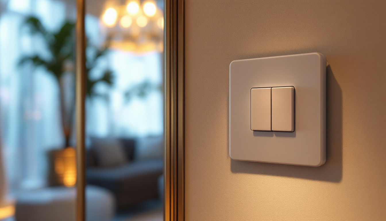 A photograph of a dimmable 2-way switch installed in an elegant interior setting