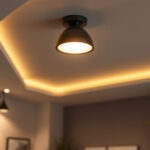 A photograph of a well-designed ceiling pot light installation in a stylish room
