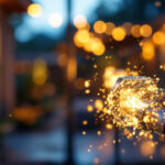 A photograph of a close-up shot of weatherproof wire nuts being used in an outdoor lighting installation