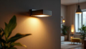 A photograph of a beautifully designed box light fixture installed in a stylish interior setting