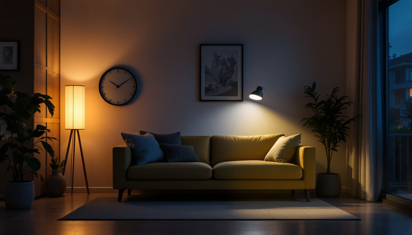 A photograph of a well-lit home interior featuring an emergency light in action during a simulated power outage