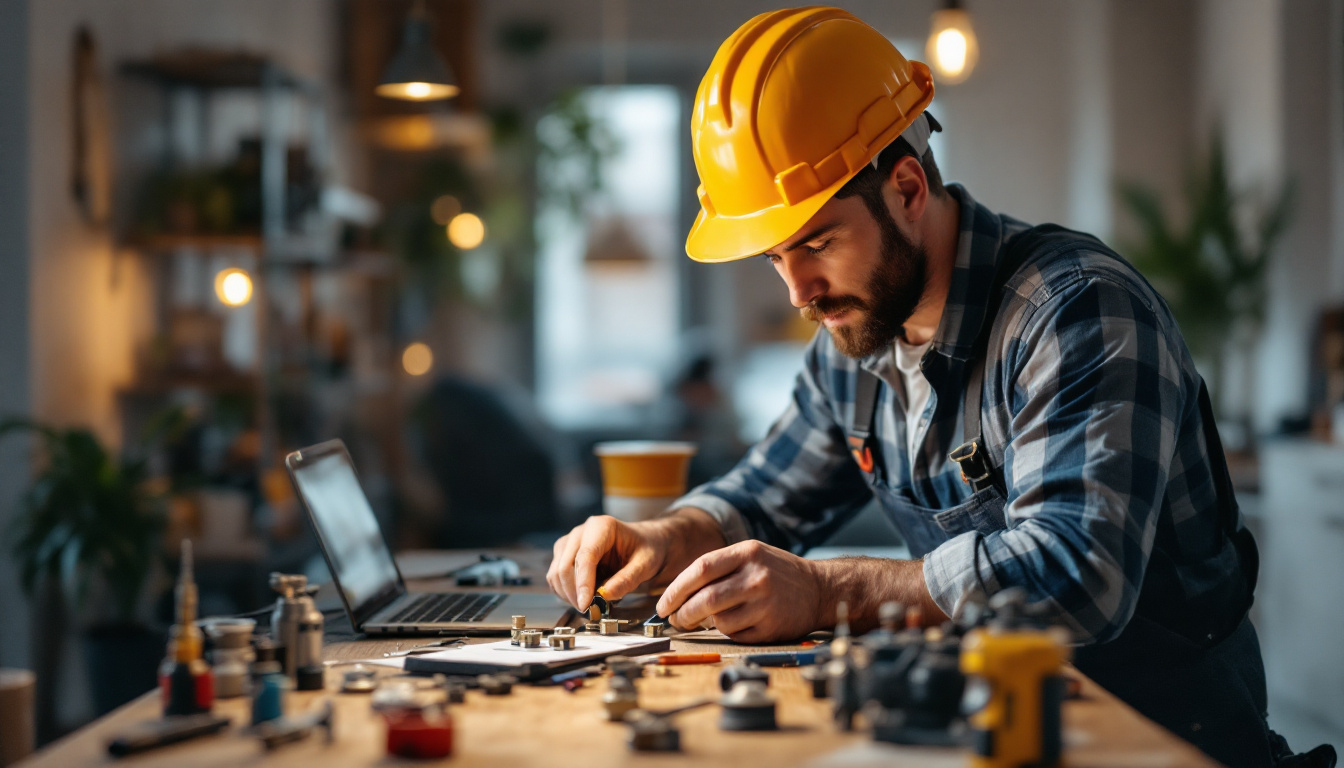 A photograph of a skilled electrician efficiently installing wire adapters in a well-lit