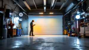 A photograph of a well-lit garage showcasing various led lighting options
