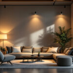 A photograph of a well-lit interior space showcasing surface mount can lights installed in various settings