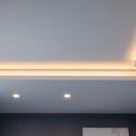 A photograph of a stylishly designed room featuring flush mounted lights
