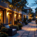 A photograph of a well-lit outdoor space showcasing the effectiveness of exterior led flood lights