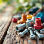 A photograph of a close-up shot of various outdoor wire nuts in different colors and sizes
