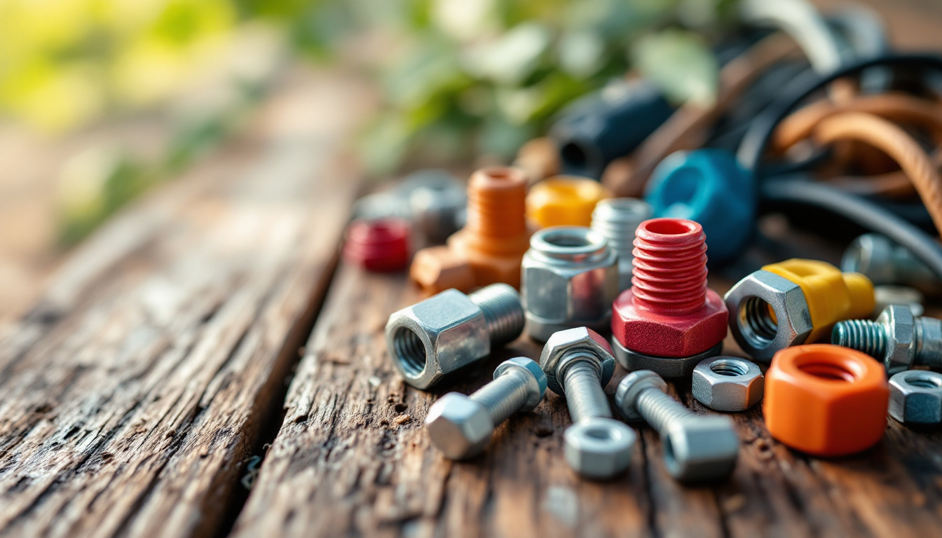 A photograph of a close-up shot of various outdoor wire nuts in different colors and sizes