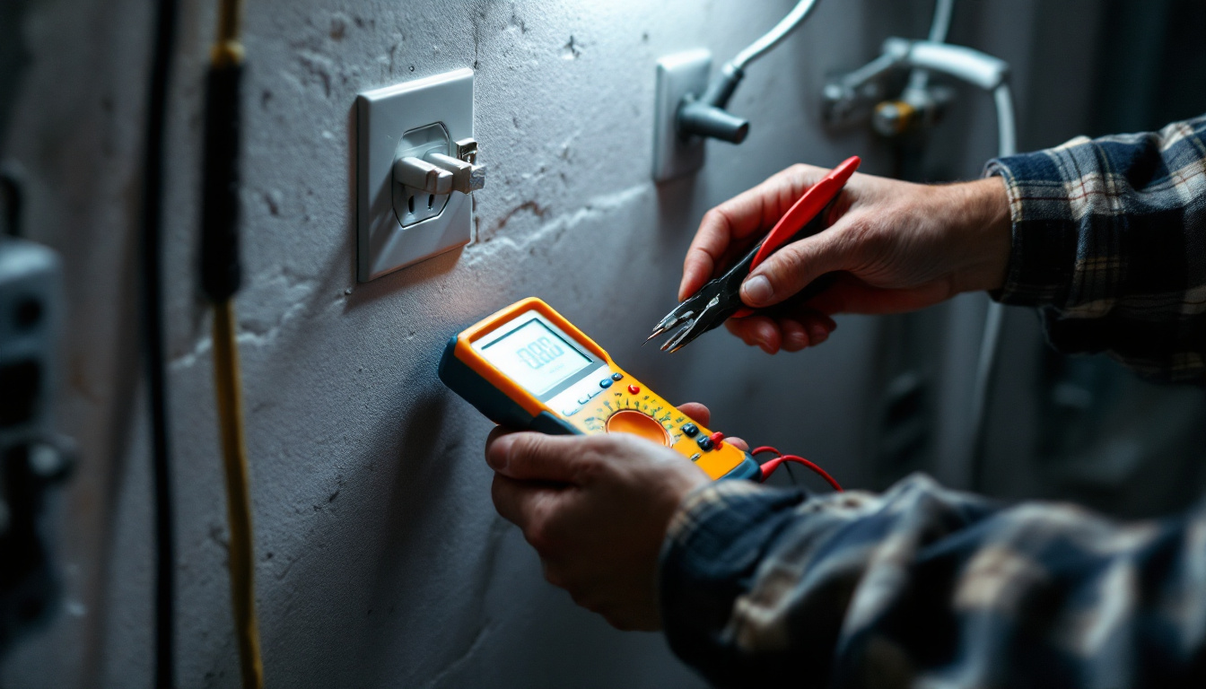 A photograph of a lighting contractor working efficiently at a job site