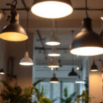 A photograph of a well-lit interior space showcasing various led light fixtures in use