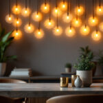 A photograph of a beautifully designed waffle light installation in a modern interior setting