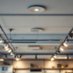 A photograph of a well-lit drop ceiling installation in an office or commercial space