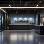 A photograph of a well-lit commercial space showcasing sleek