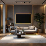 A photograph of a beautifully designed interior space featuring led canned lights that highlight the room's architectural features