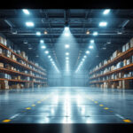 A photograph of a well-lit warehouse interior