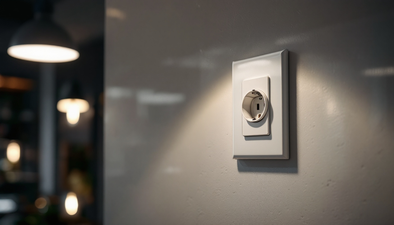A photograph of a commercial-grade outlet installed in a well-lit environment