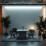 A photograph of a beautifully illuminated space featuring magnetic strip lights in action