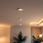 A photograph of a beautifully designed interior space featuring recessed ceiling lights