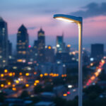 A photograph of a lighting contractor installing a sleek