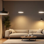 A photograph of a well-lit modern interior showcasing various led can lights in use