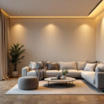 A photograph of a beautifully designed room featuring recessed lighting