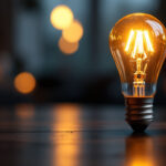 A photograph of a 15w type b bulb illuminated in a stylish setting