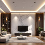 A photograph of a beautifully designed room featuring sleek led recessed ceiling lights